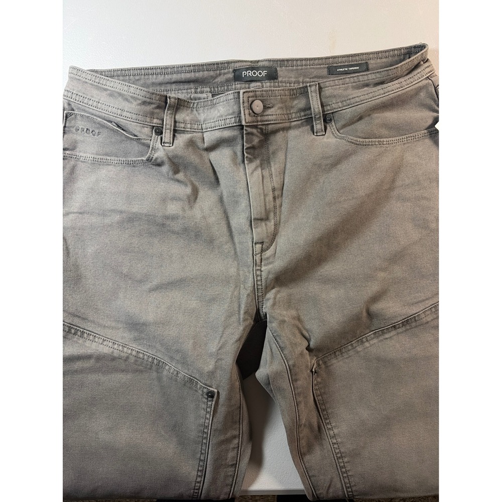 Proof Rover Pants Mens 34x30 Gray Athletic Tapered Fit Canvas Stretch Trousers